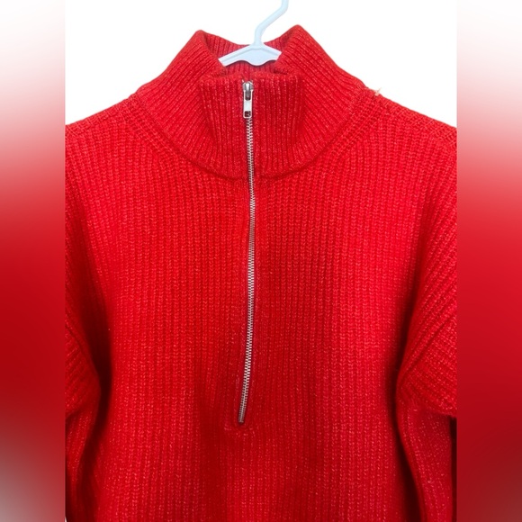 Vince Camuto Women’s Half Zip Pullover Ribbed Knit Sweater, Size L, Color Red m. - Picture 6 of 9